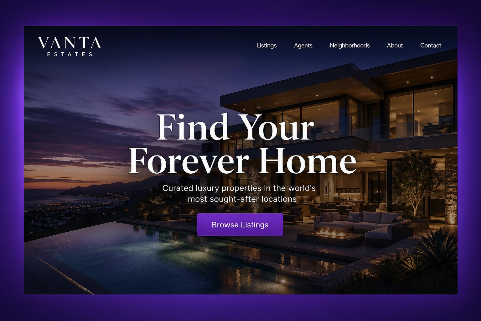 Vanta Estates website preview